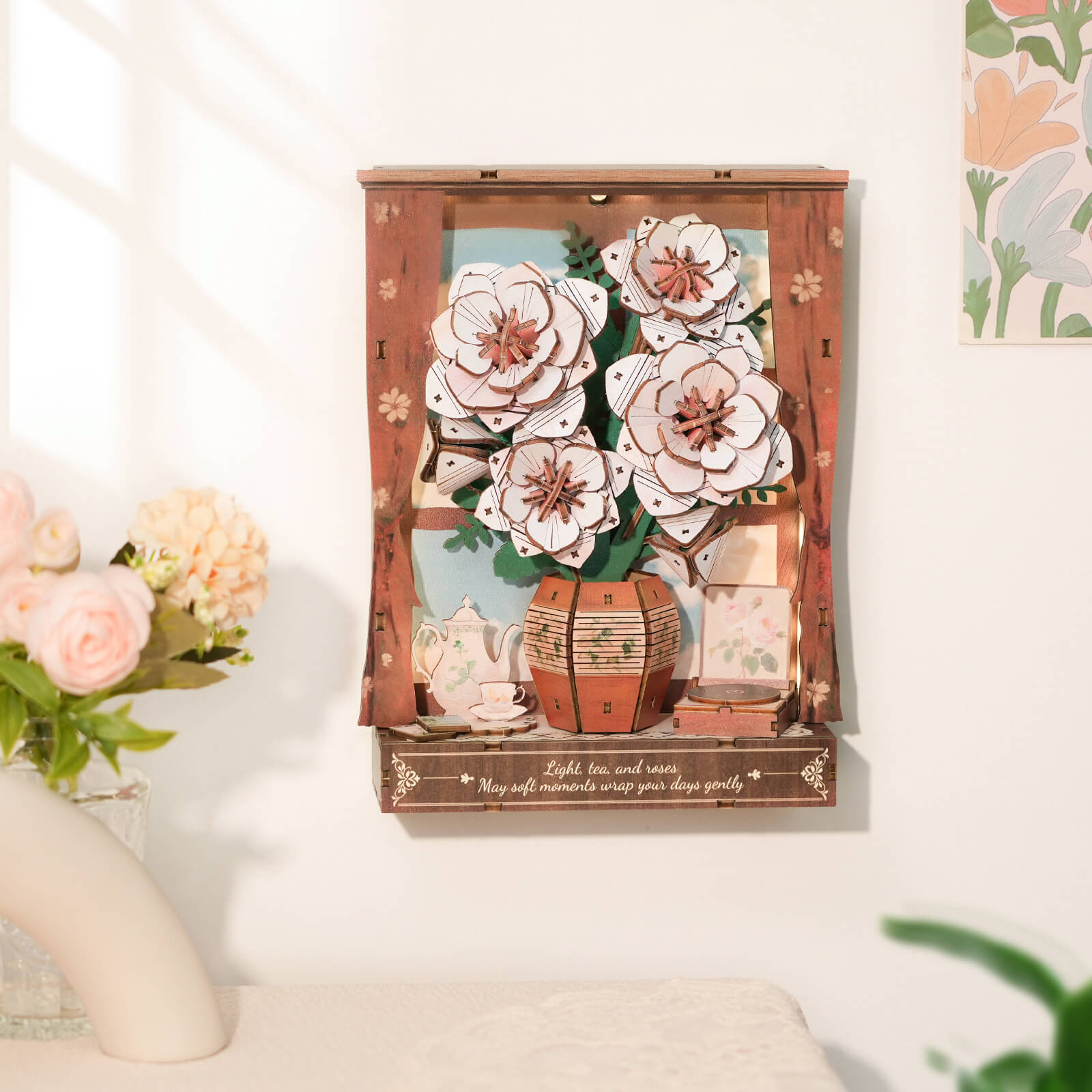Crimson Rose Whispersâ€“ DIY Wooden Painting, 3D Puzzle Craft Kit