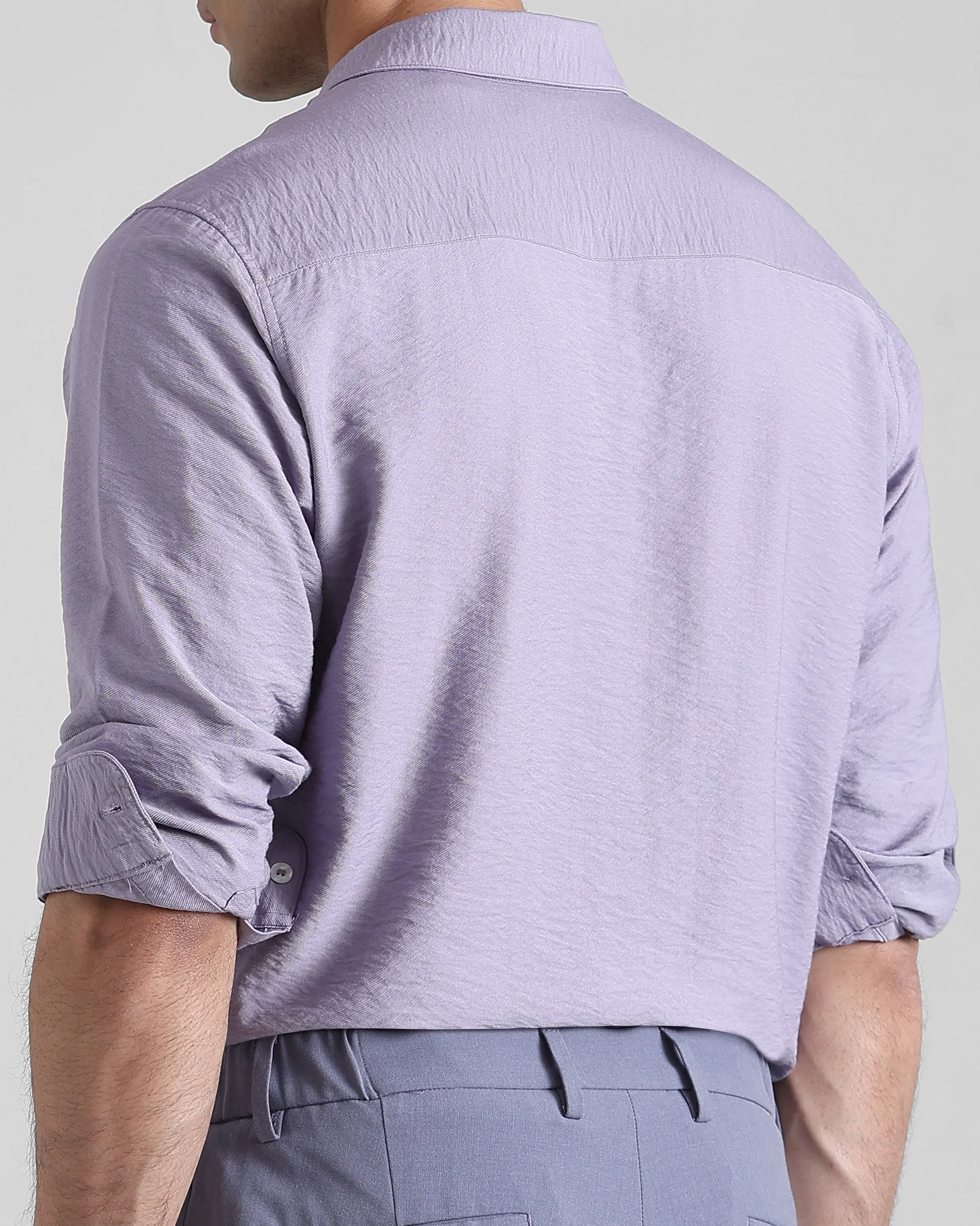 Leisure Simple Comfortable Slim-Fit Breathable Lilac Shirt