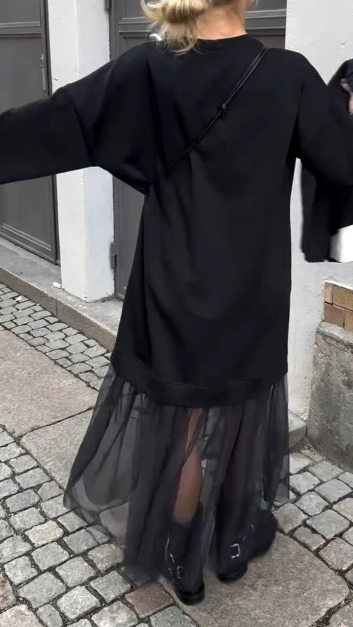 Women's Round Neck Lace Stitching Casual Dress