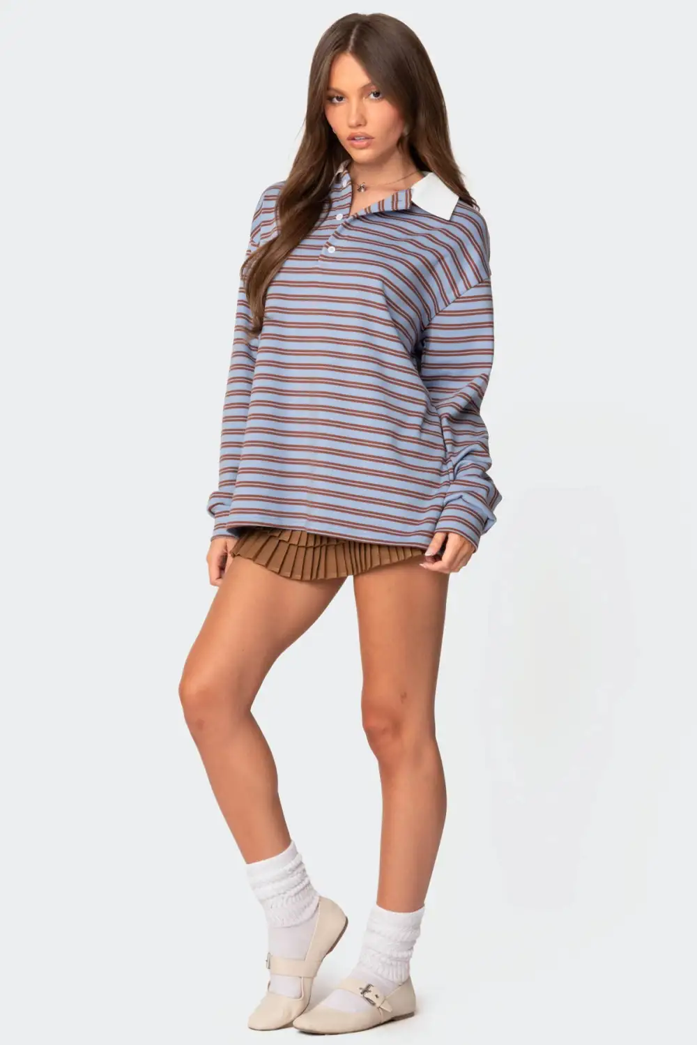 Stripey Oversized Collared Shirt