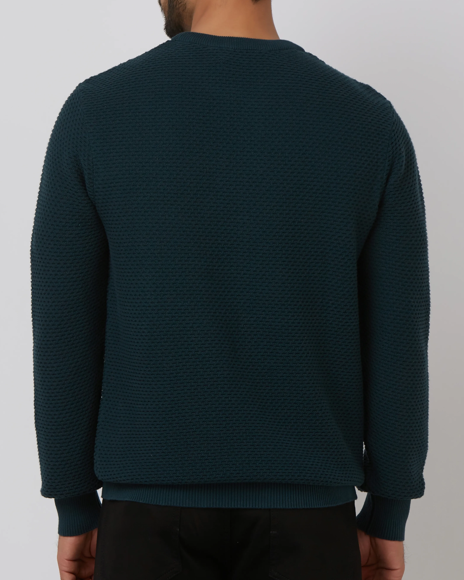 Comfortable Soft Daily Slim Teal Cotton Sweater