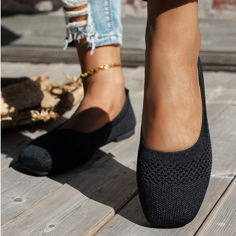 Square Toe Solid Color Mesh Slip-Ons (multiple color options)