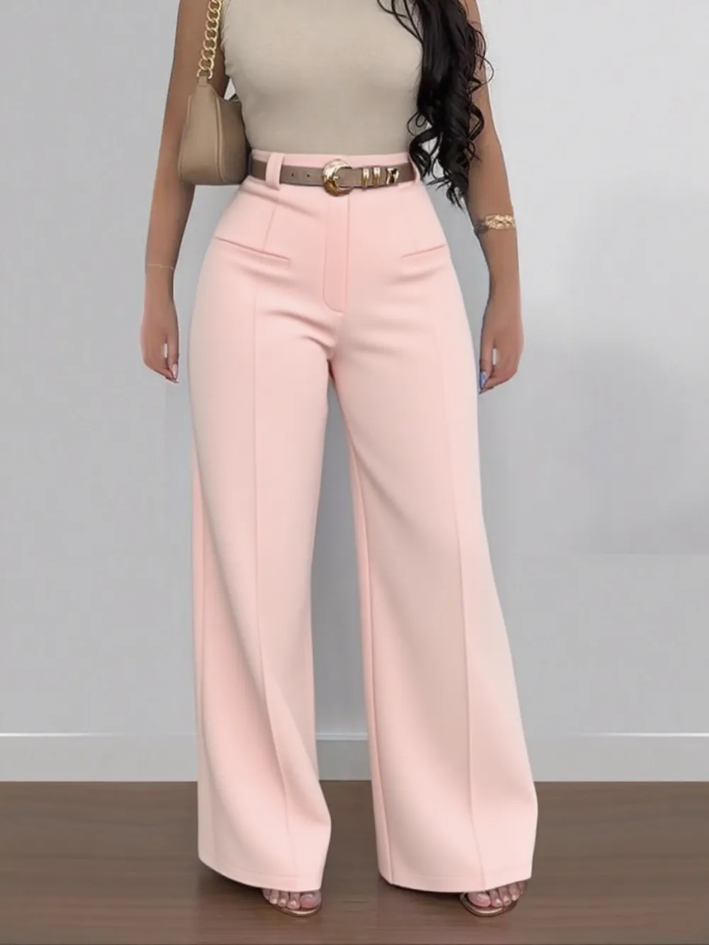 Women's Plain Pocket Wide Leg Fit Pants