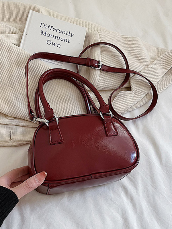 Geometric Solid Color Zipper Handbags Crossbody Bags