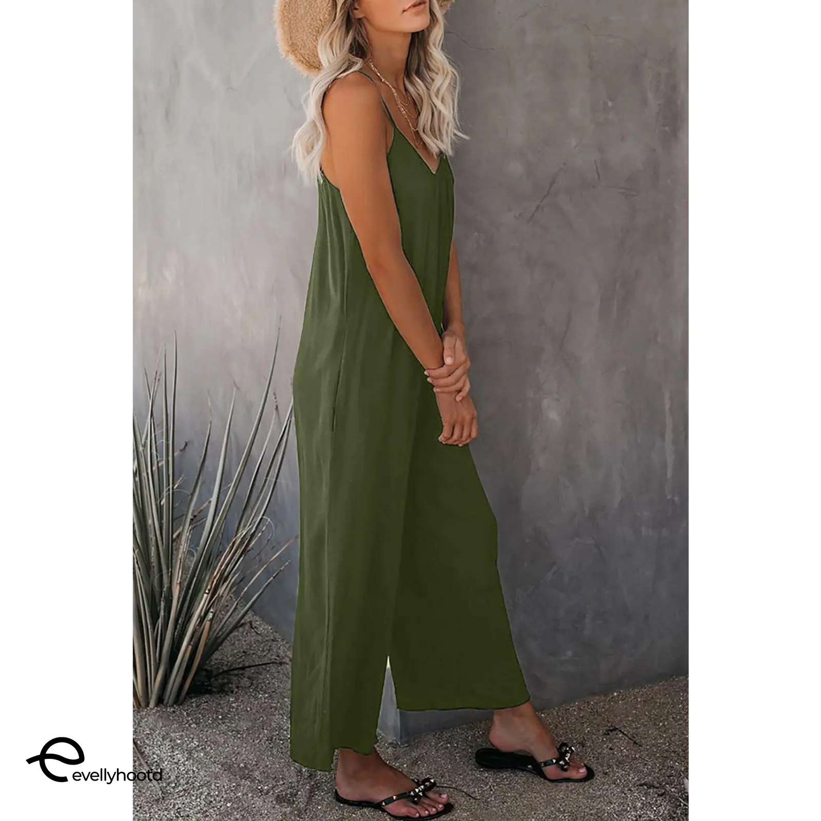 Plus Size Women Fashion Wide Leg Suspender Jumpsuit with Pockets Curvy Overalls