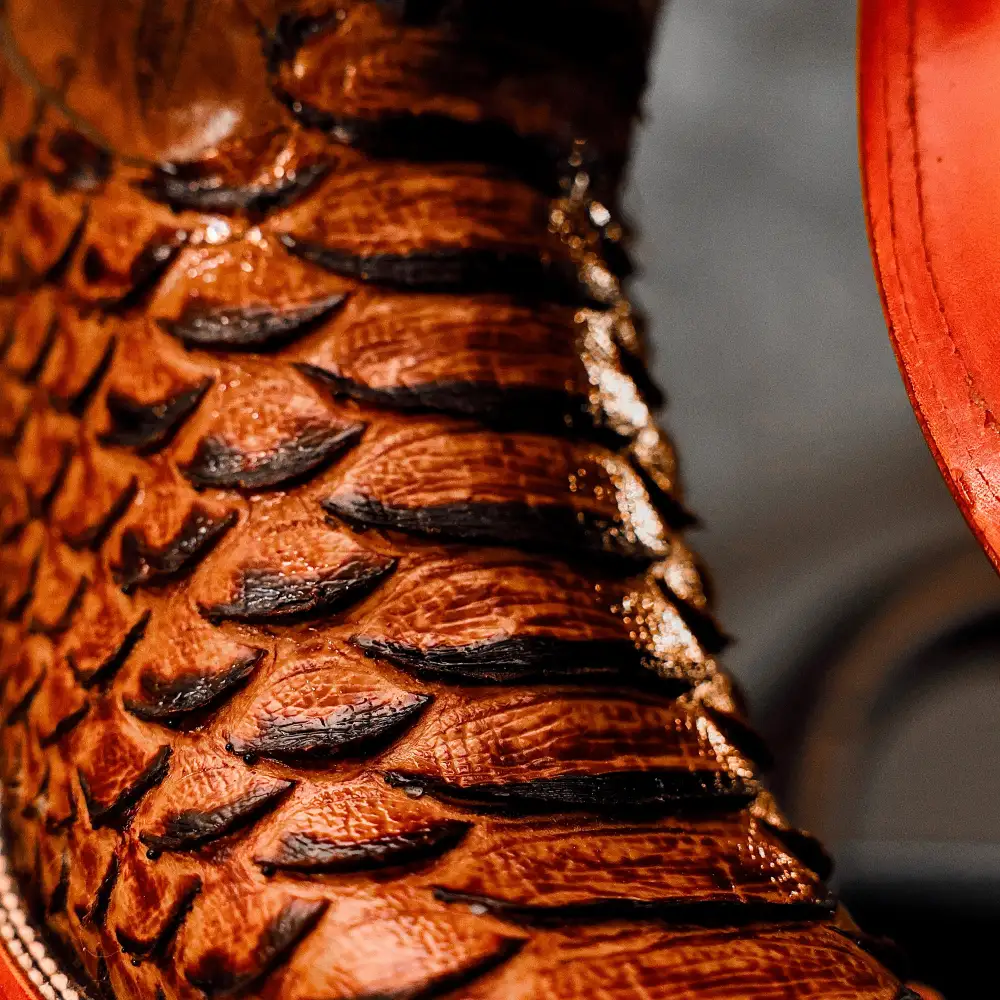 Honey Cognac Python Leather Boots - Square Toe