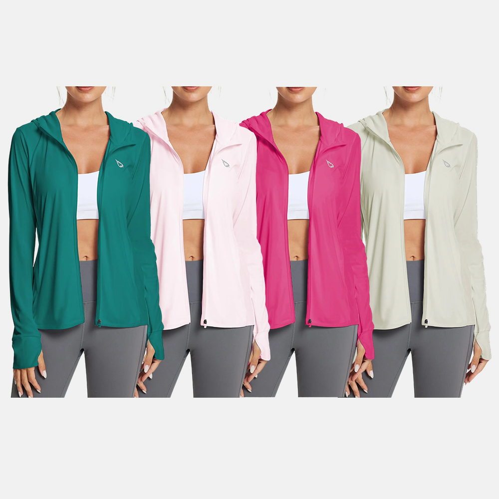 Women's UPF50+ Hoodie Sun Protection Shirts Lightweight Breathable SPF Jacket UV Cooling Long Sleeve Summer Outdoor Hiking Gardening Fishing