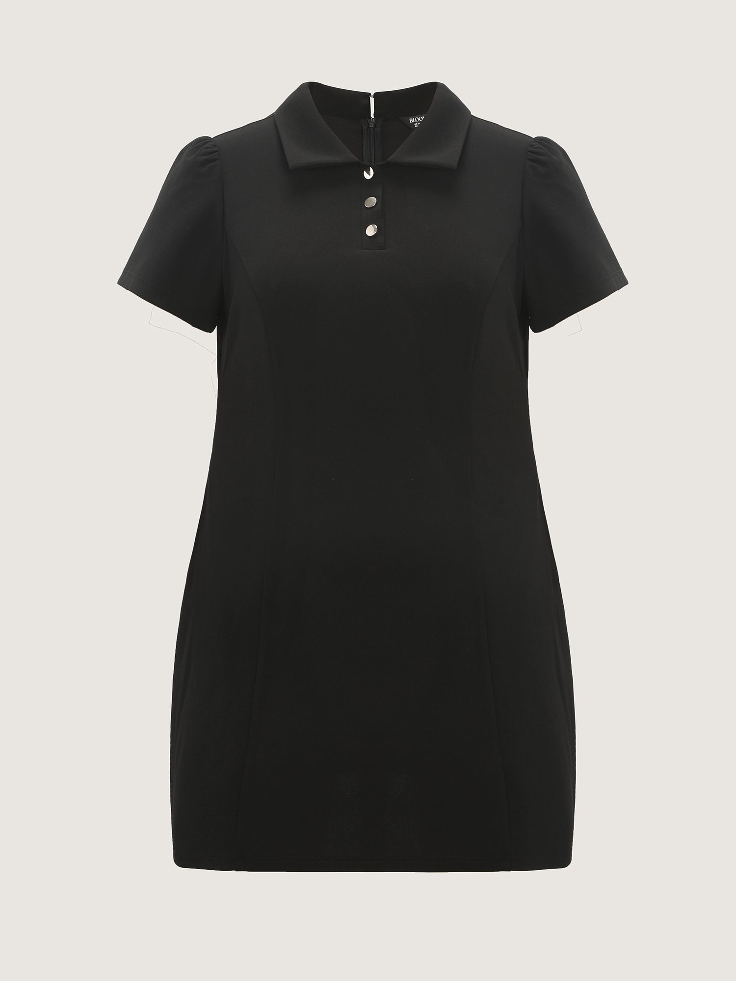 Polo Collar Button Detail Pockets Knee Dress