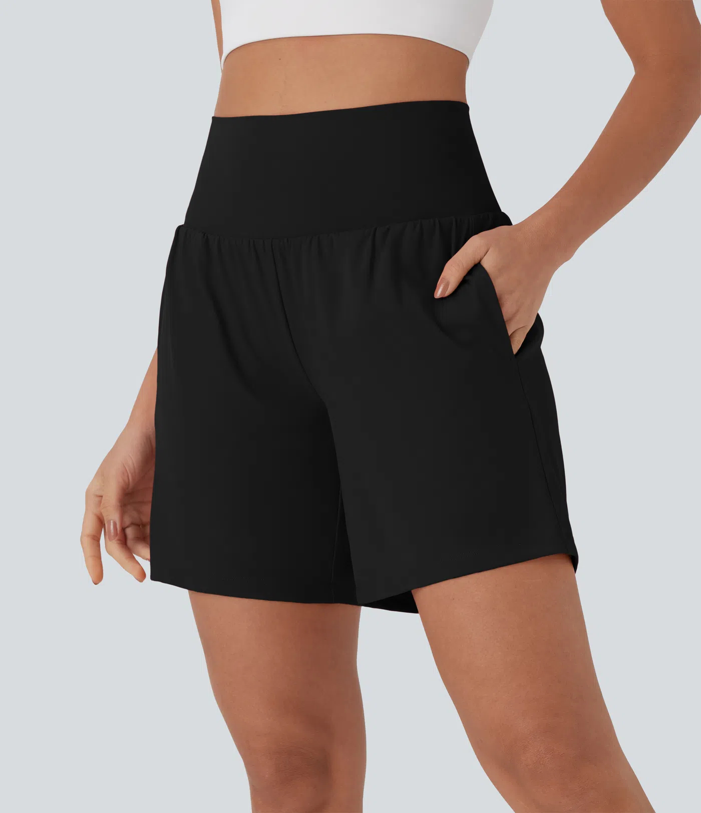 Women's 2-Piece Super High Waisted Back Pocket & Side Hidden Pocket 2-in-1 Yoga Shorts Set