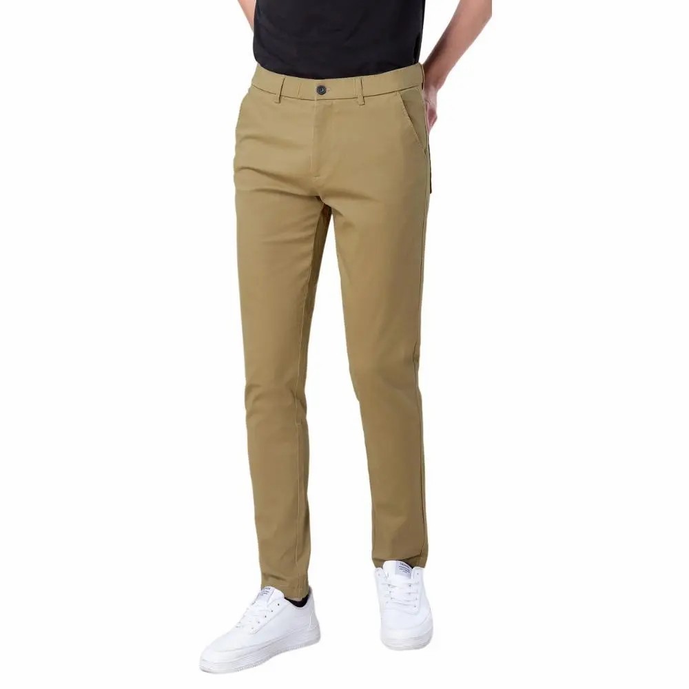 Men's Skinny Khaki Pants Tapered Casual Trousers Menswear