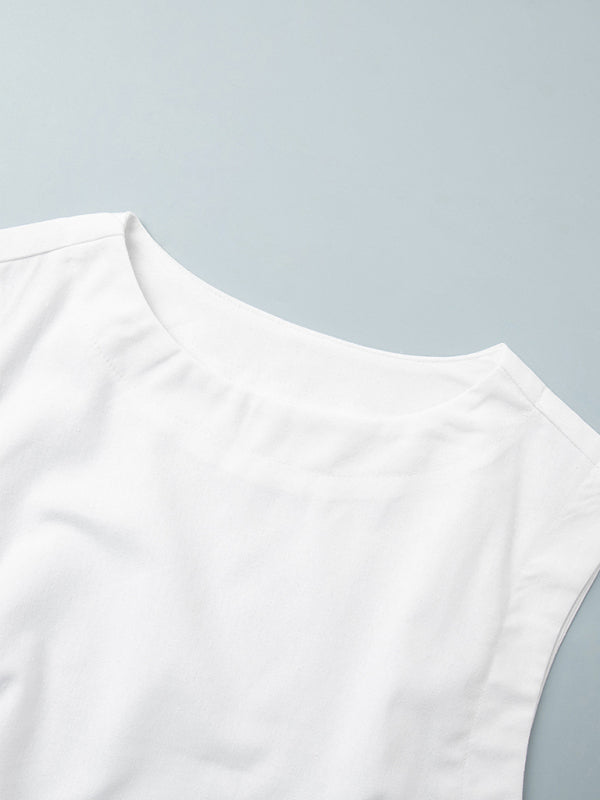 Cotton and Linen Vest Skirt Set