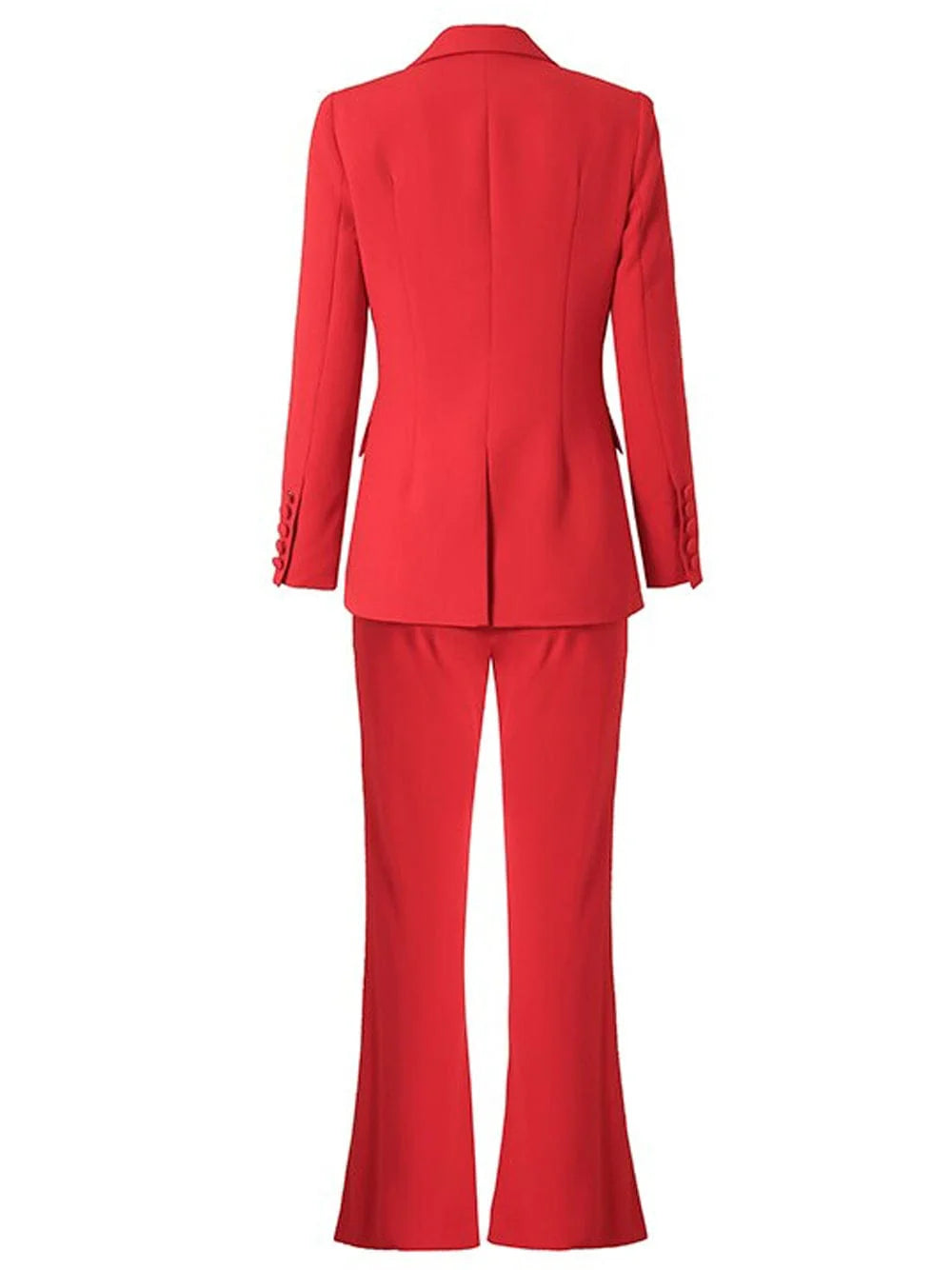 SoloveDress Red 2 Piece Peak Lapel Single Breasted Slim Fit Women's Suit