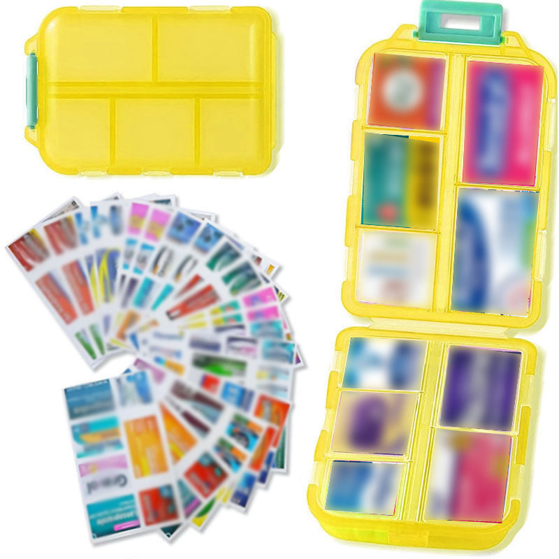 10-Compartment Travel Pill Organizer with 147 Medicine Labels