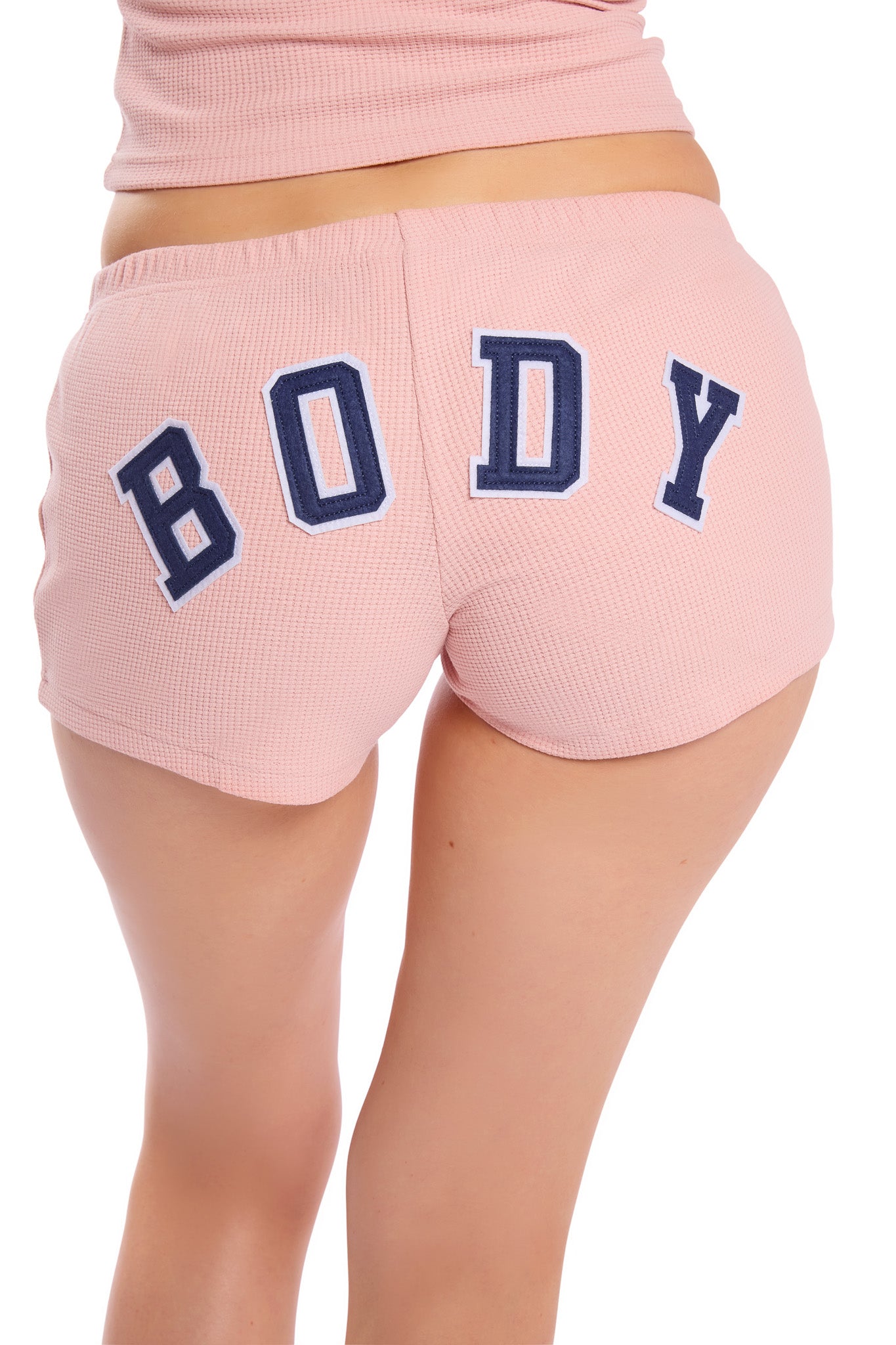 WAFFLE KNIT SHORTS (PASTEL PINK/NAVY)