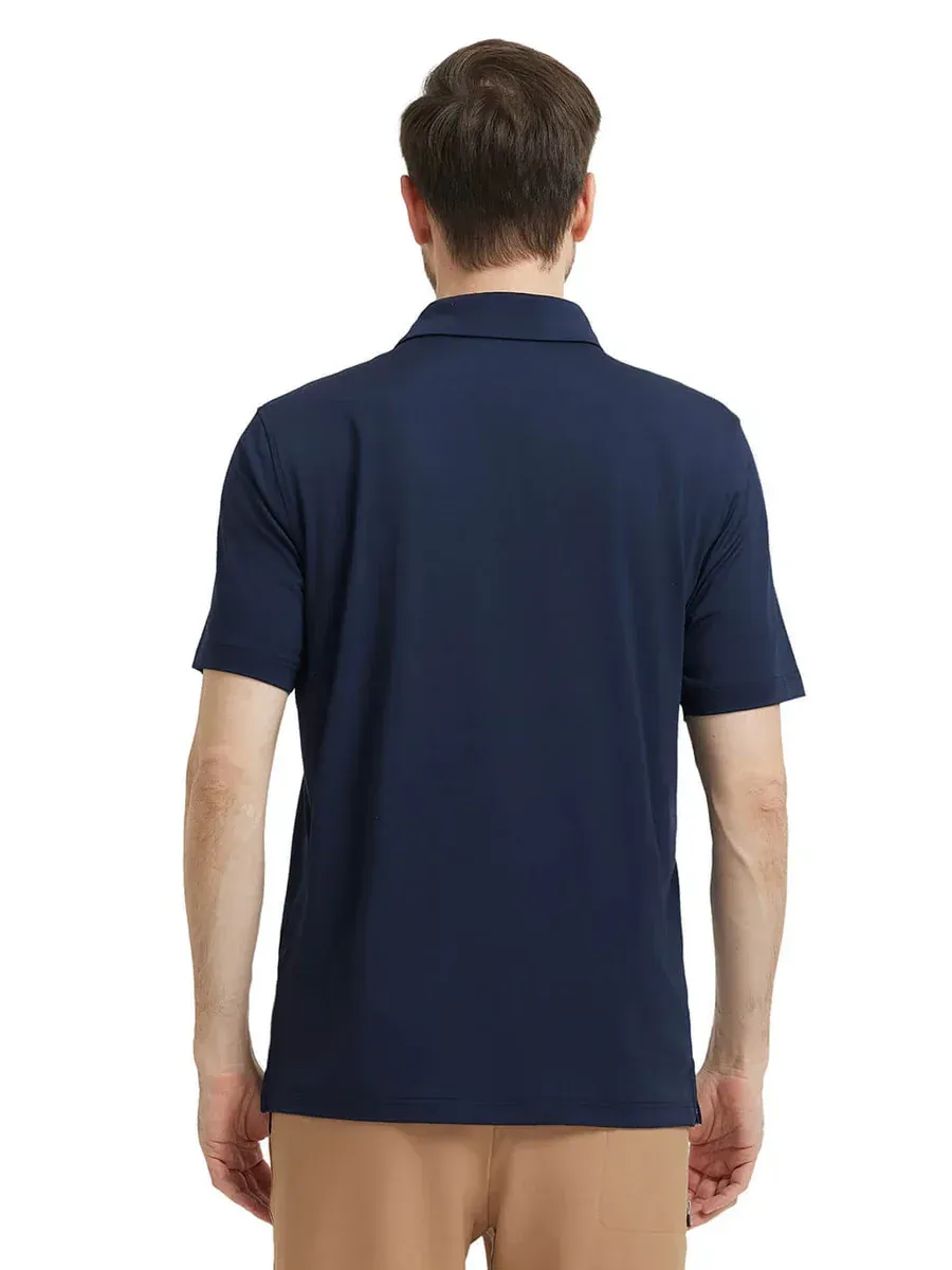 Men'S Designed Collared Solid Performance Polo