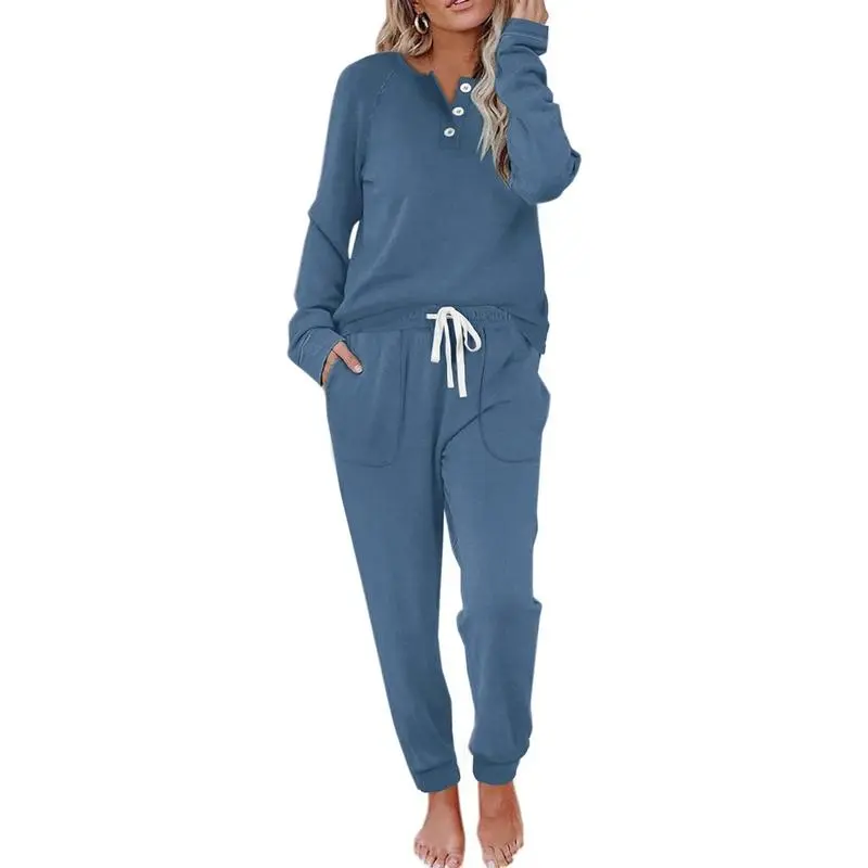 Two Piece Outfits for Women Lounge Sets Button Down Sweatshirt
