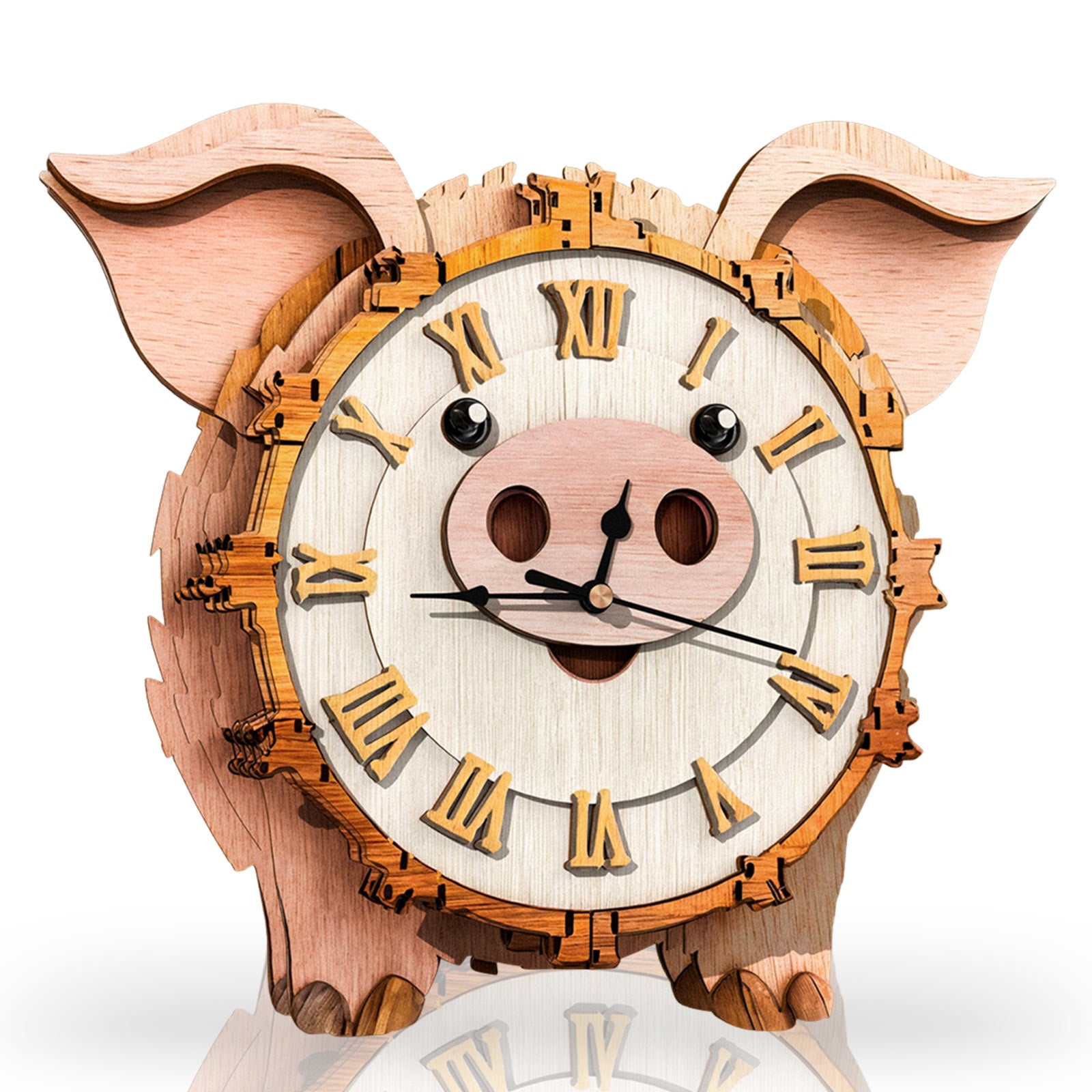 Pig â€“ DIY Wooden Clock, 3D Puzzle Craft Kit