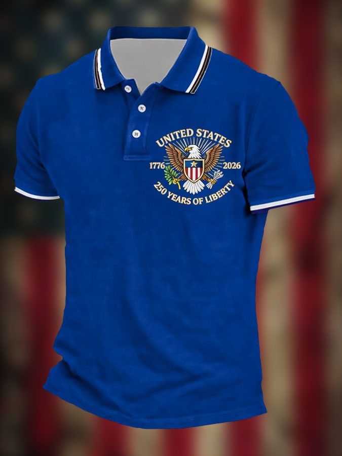Men'S Retro Patriotic Independence Day 250Th Anniversary Polo Shirt