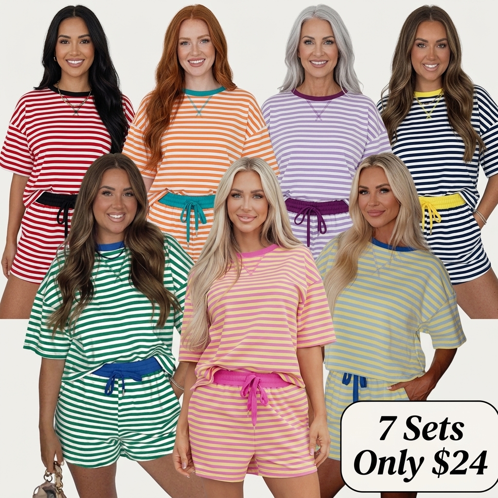 ✨✨✨Women's Drop Shoulder Stripe Set