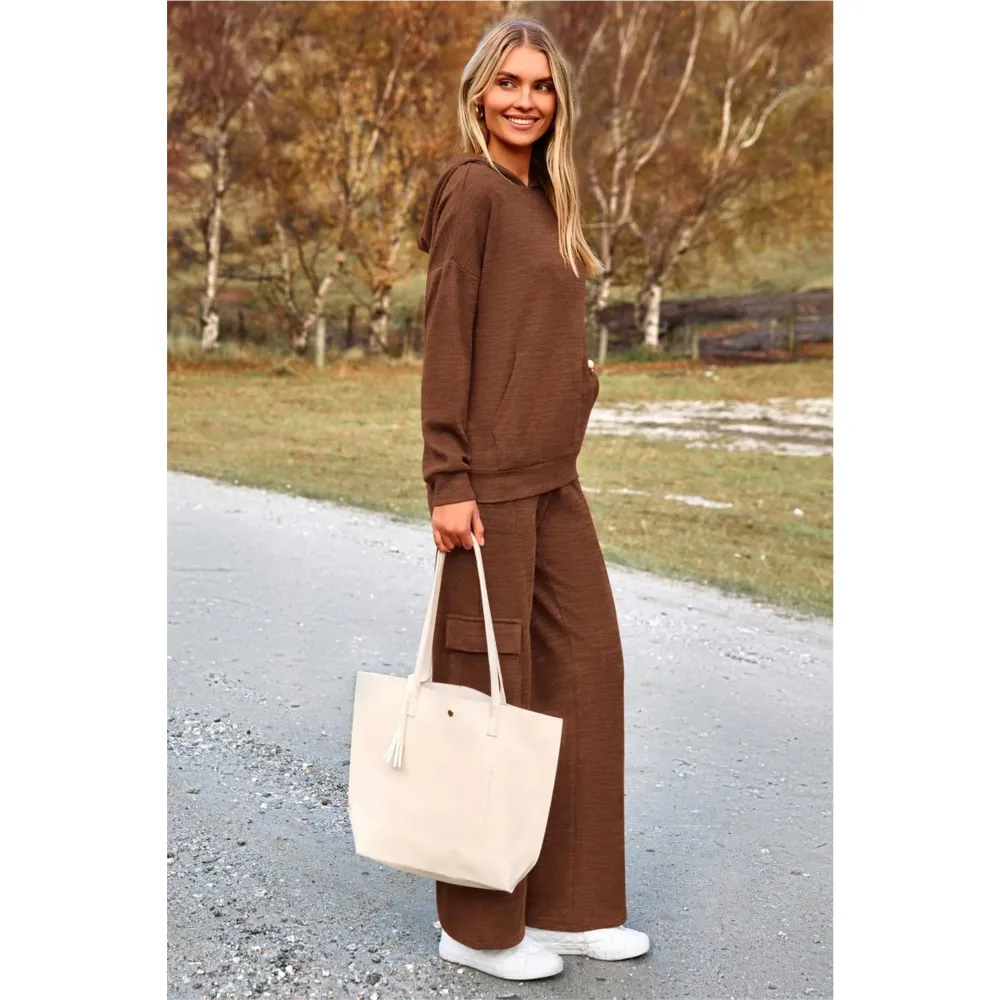 Women’s 2-Piece Knit Hoodie & Wide Leg Set