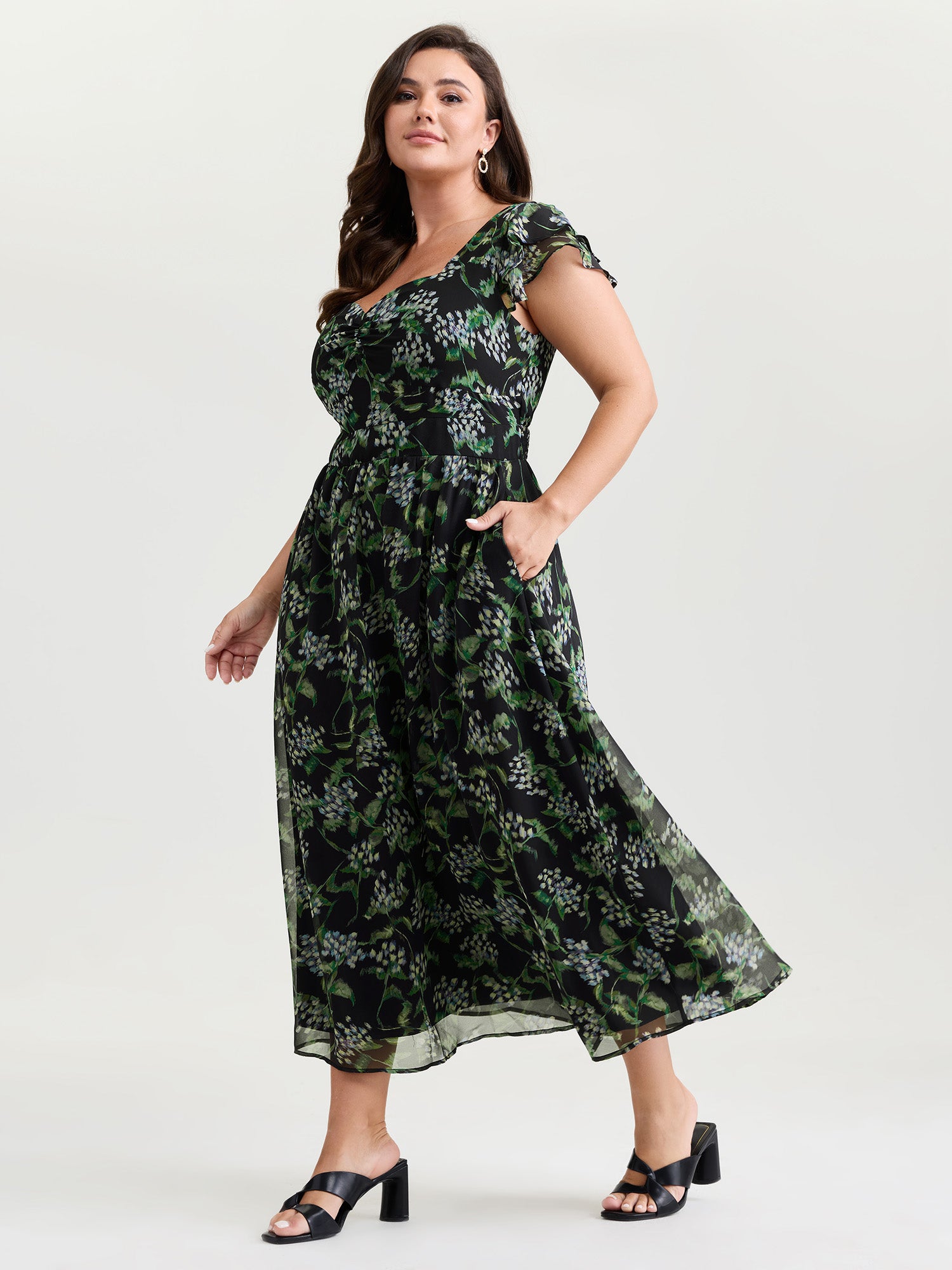 Romantic Floral Print Backless Tie Maxi Dress