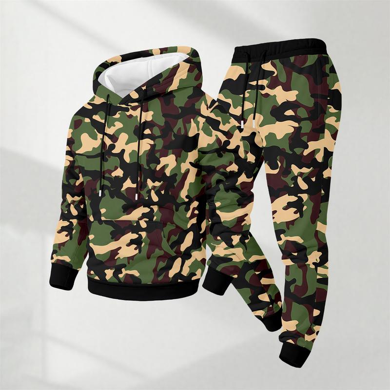 Men’s Camo Hoodie & Drawstring Sweatpants Set