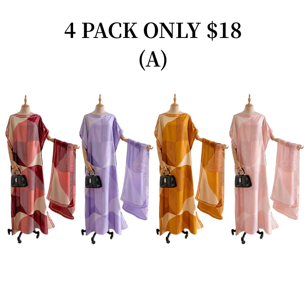 Women's Print Long Scarf & Poncho Set