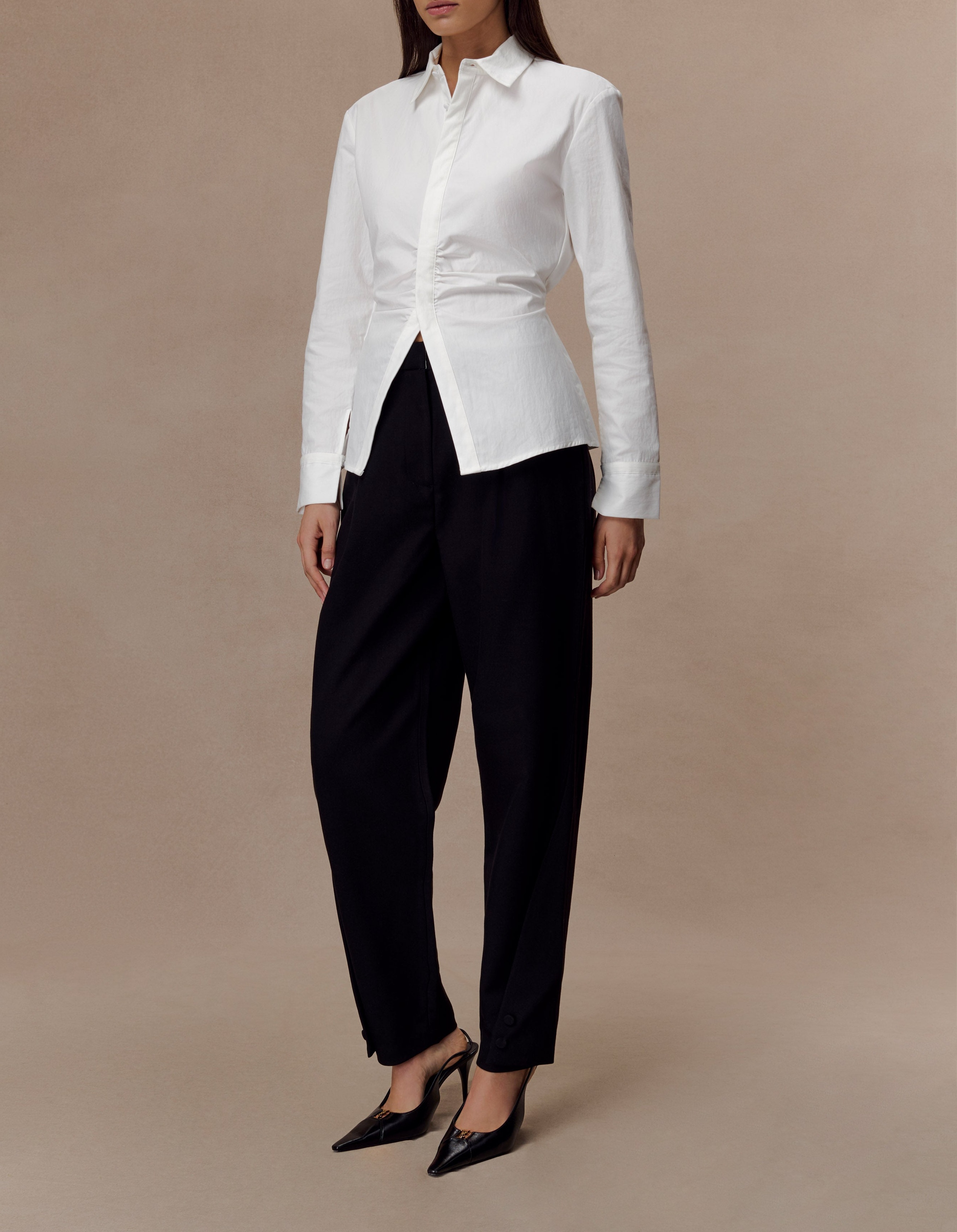 Black Barrel Leg Suiting Pants