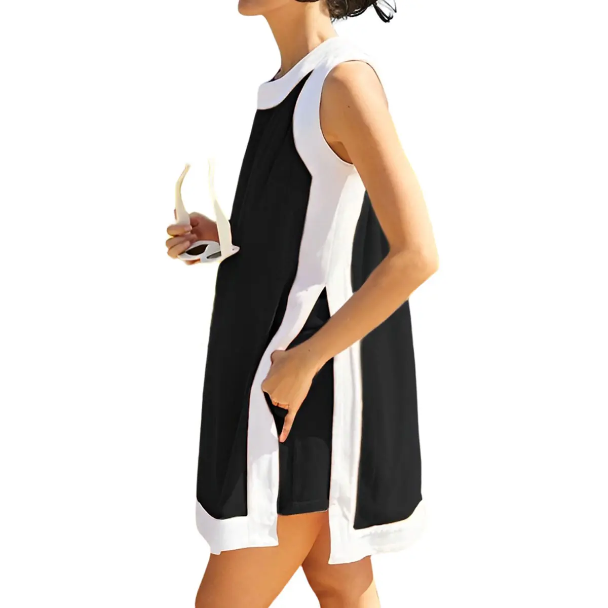 ✨Women’s Color Block Lounge Set – Casual Crewneck Top & Pocket Shorts