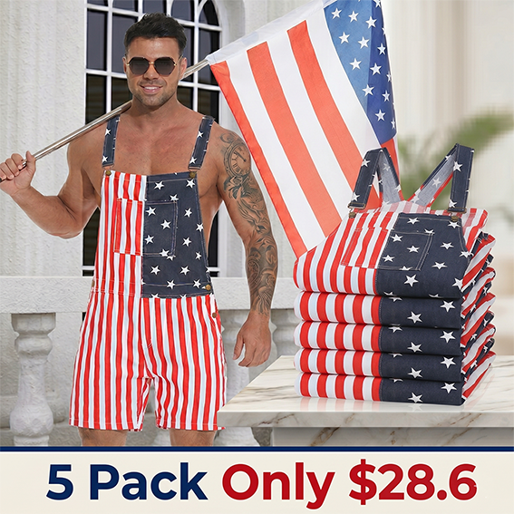 250th Anniversary Shorts 4th of July American Flag Overalls