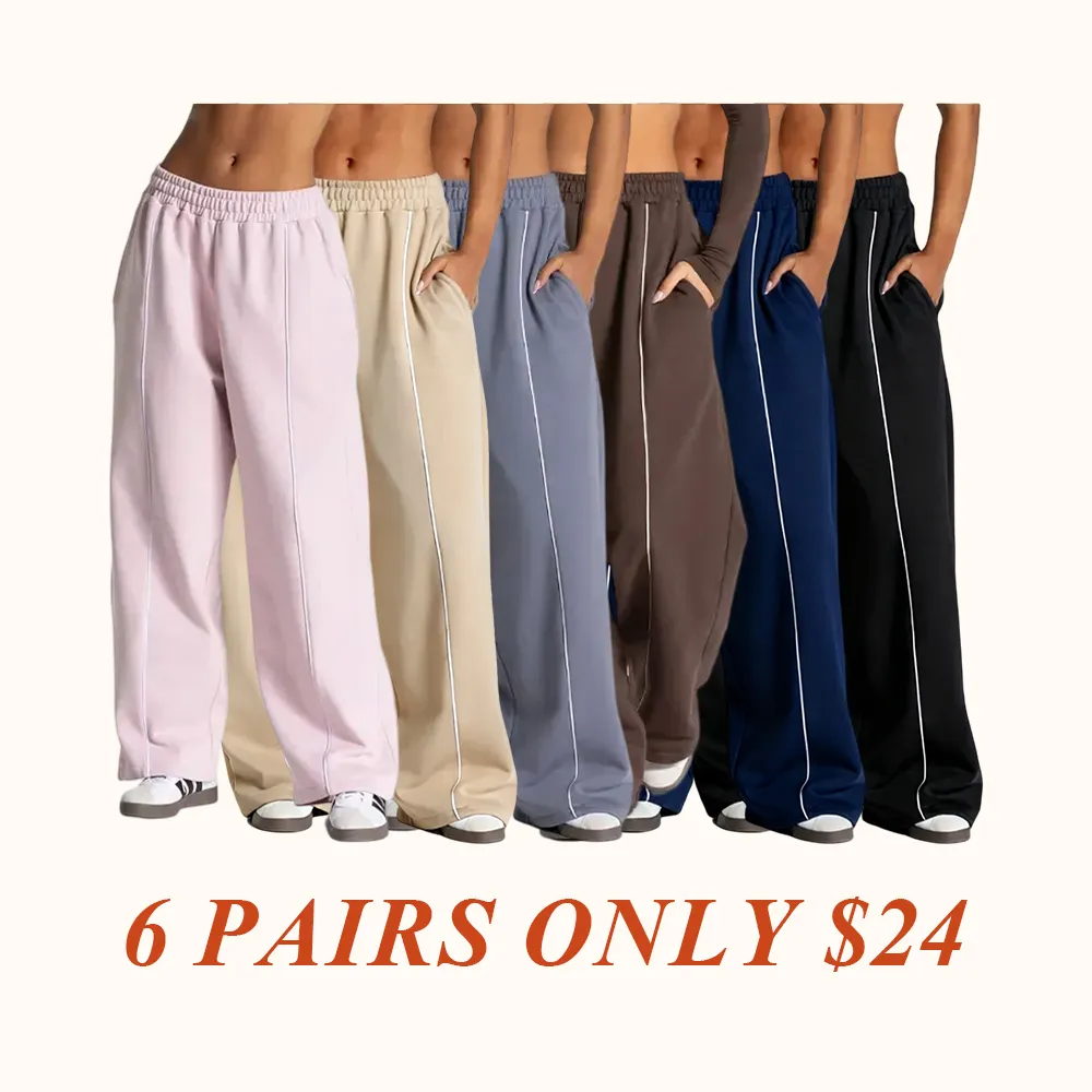 Womens Workout Straight Yoga Pants for Girls High Waist Wide Leg Sweatpants with Pockets Fashion Stretch Lounge Comfy Joggers Gym Pants