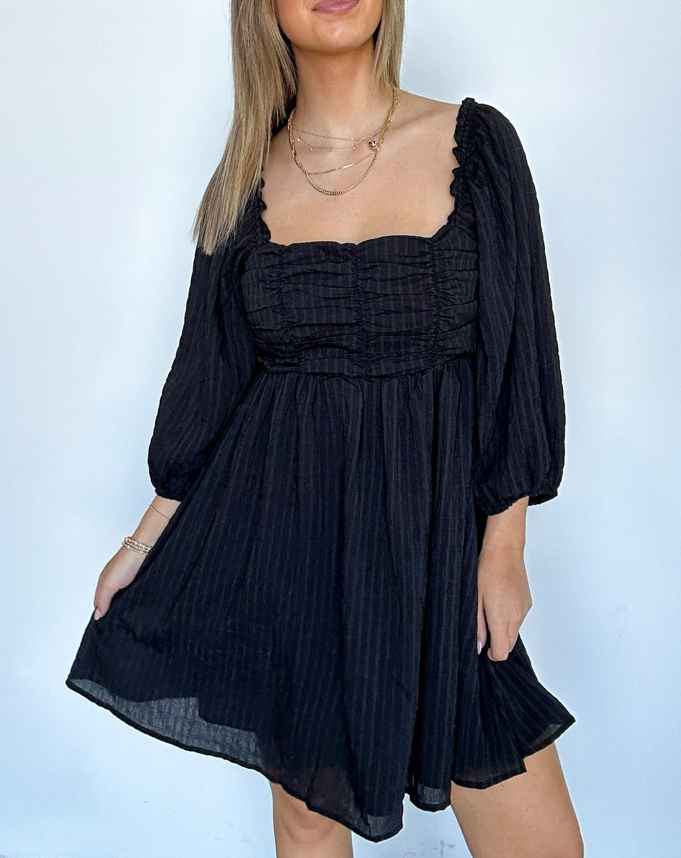 Easily Effortless Smocked Puff Sleeve Dress