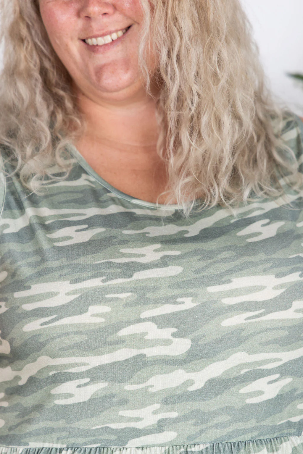 Renee Ruffle Tank Top in Camo