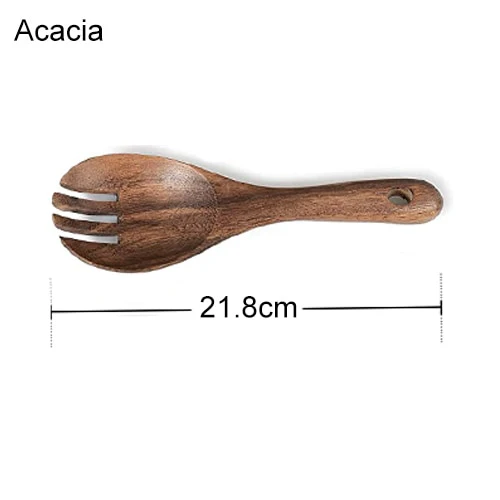 Wooden Salad Bowl, Solid Hardwood Salad Mixing Bowl Set, Wood Serving Bowl Spoon Fork for Fruits Vegetables Decoration