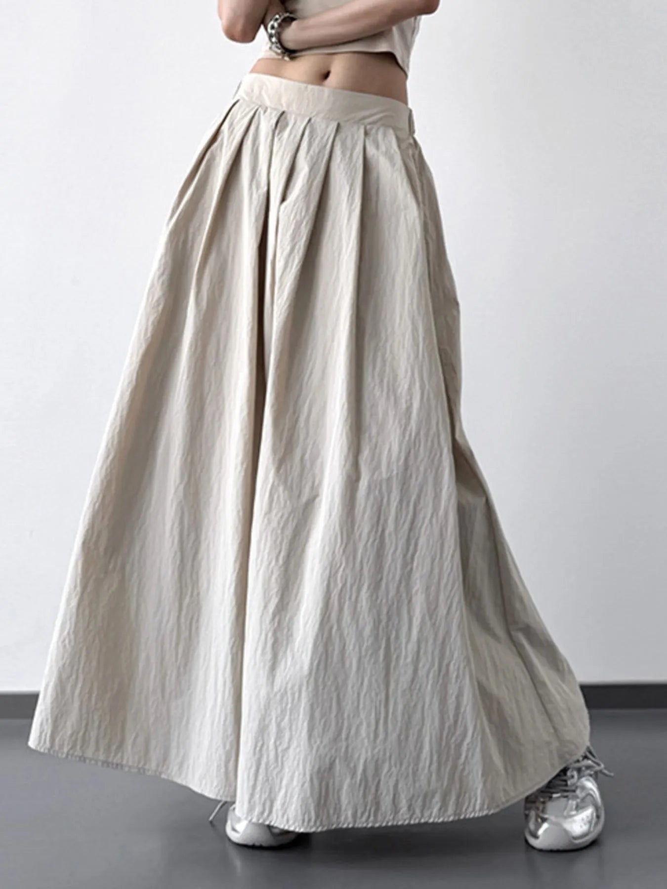 Pleated Linen Maxi Skirt