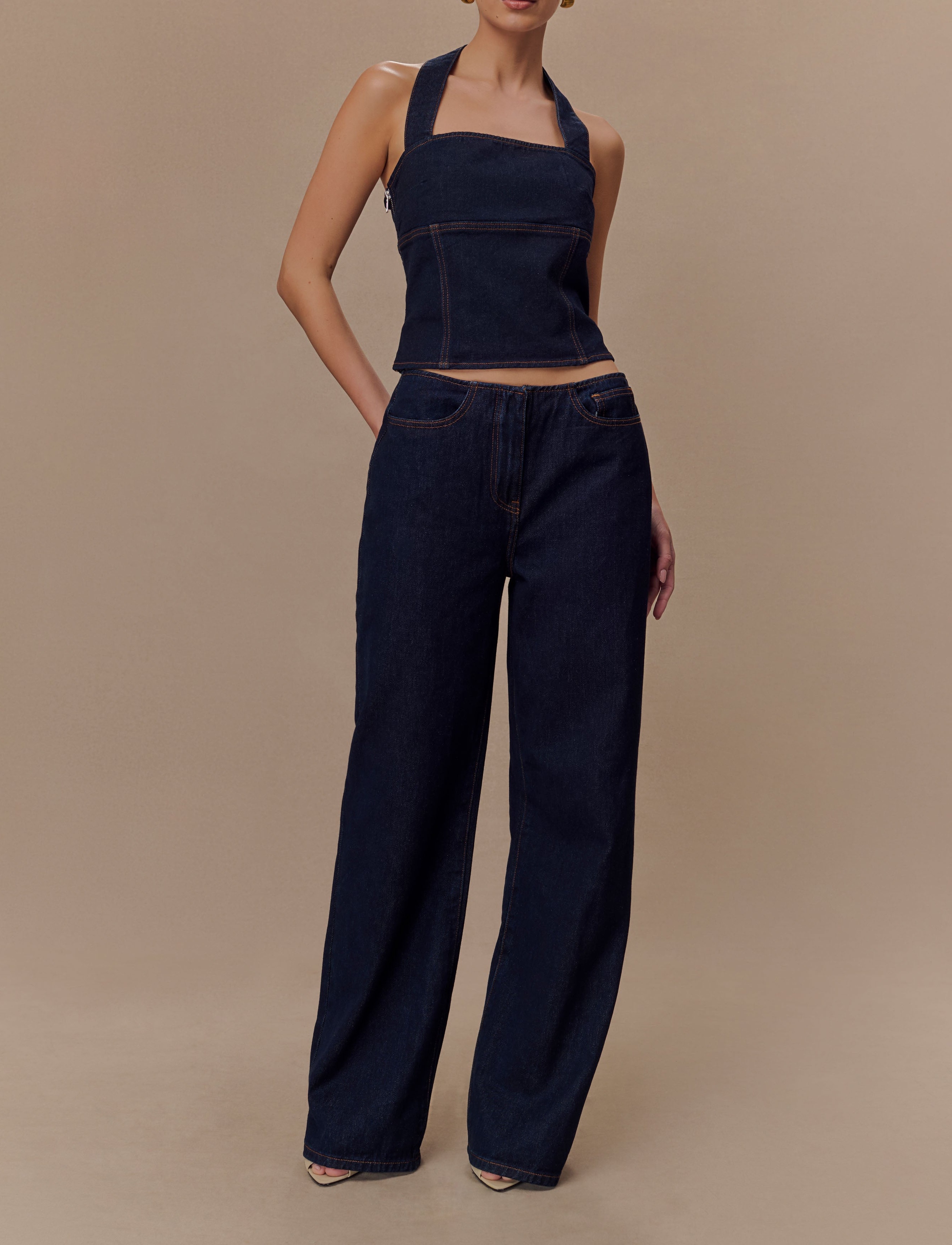 Blue Mid Rise Denim Jeans