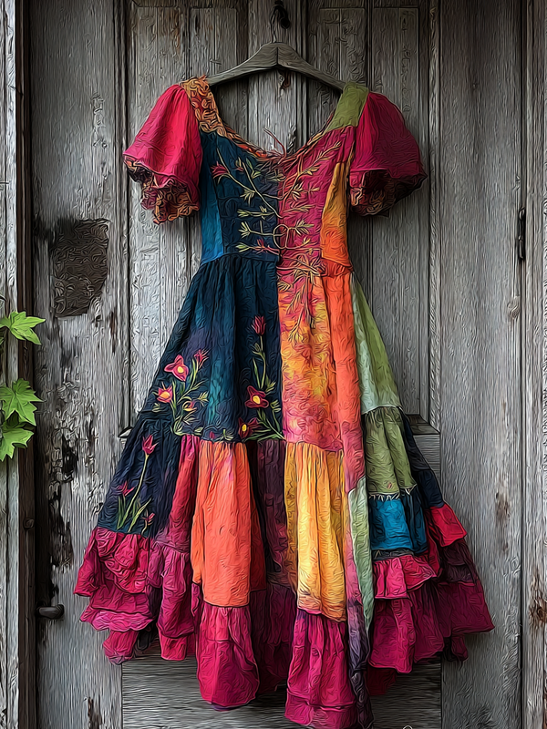 Summer Contrast Linen Dress 4caa