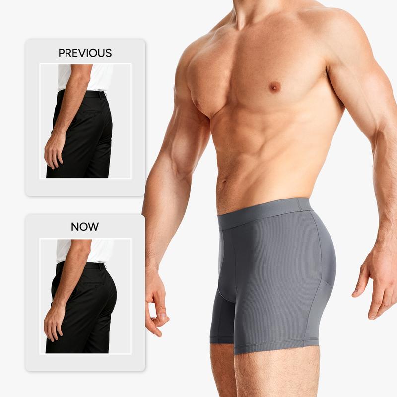 Mens 3D Butt Lift Enhancing Shapewear Boxer Briefs with Built-in One-Piece Fixed Hip Pad, Seamless Compression Underwear with High Elastic Waistband, 3D Contour Cut, Breathable Stretch Fabric for Tummy Control & Daily Support, Moisture-Wicking