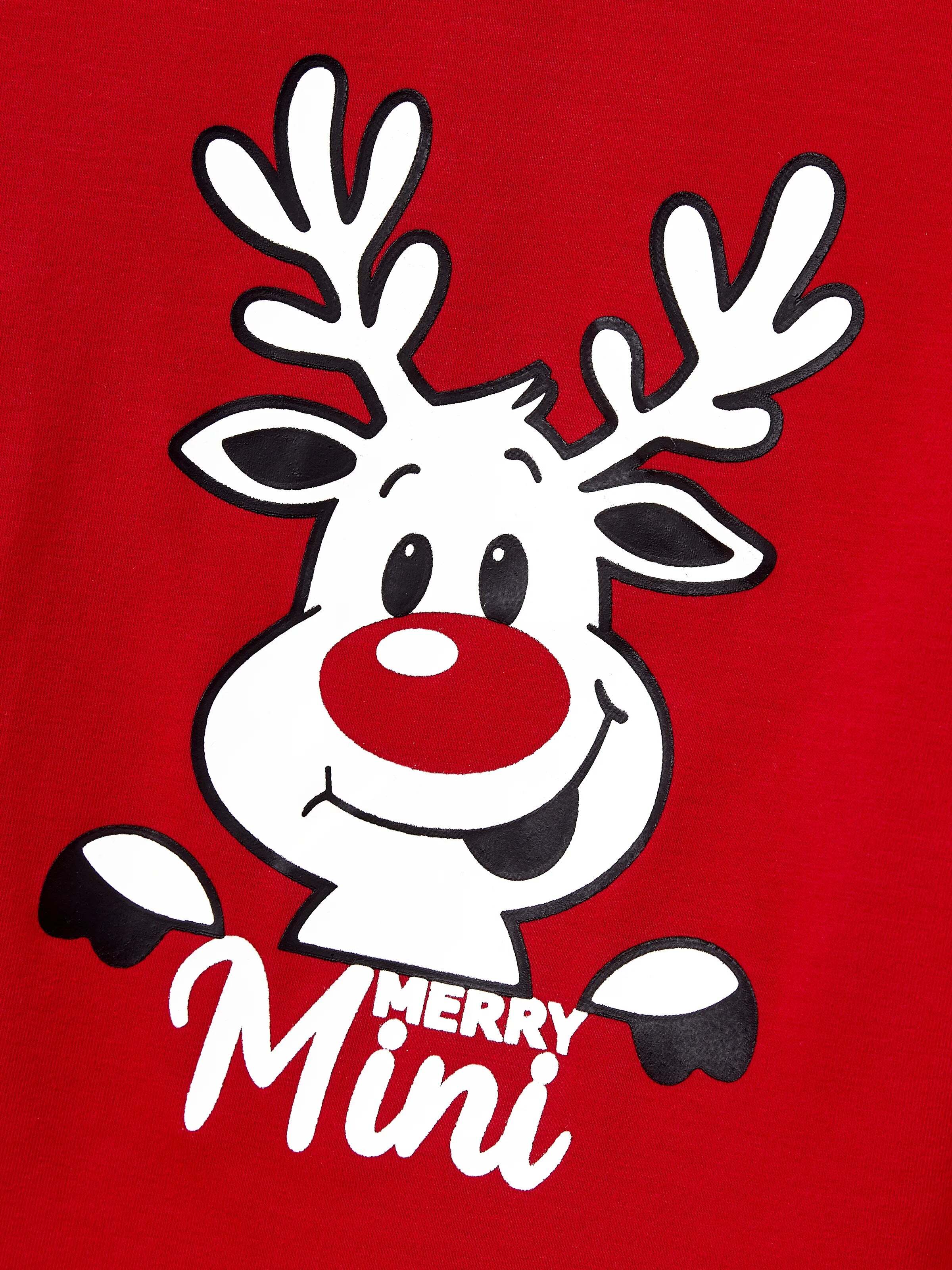 Christmas Matching Family Pajamas Set Glow In The Dark Reindeer Print PJS with Christmas Socks Red