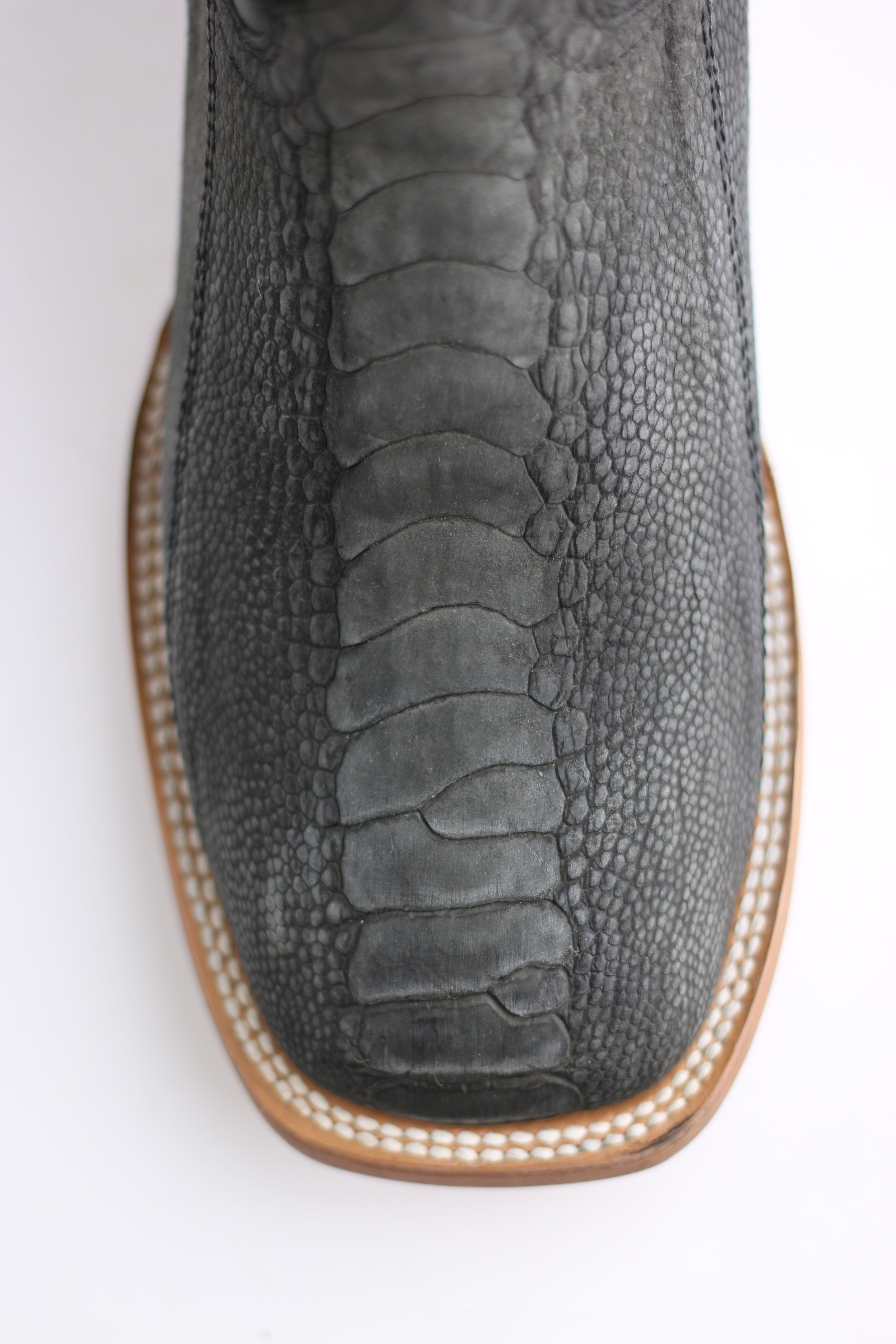 Chero's Premium Exotic Ostrich Leg Charcoal Clearance Sale 70%OFF