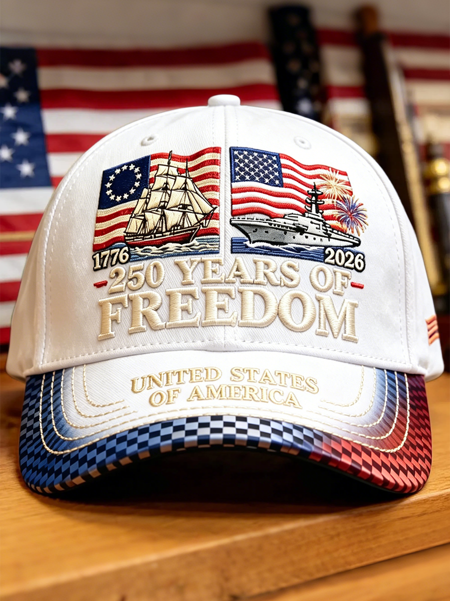 250 Years Of Freedom Ship & Warship Patriotic Baseball Cap