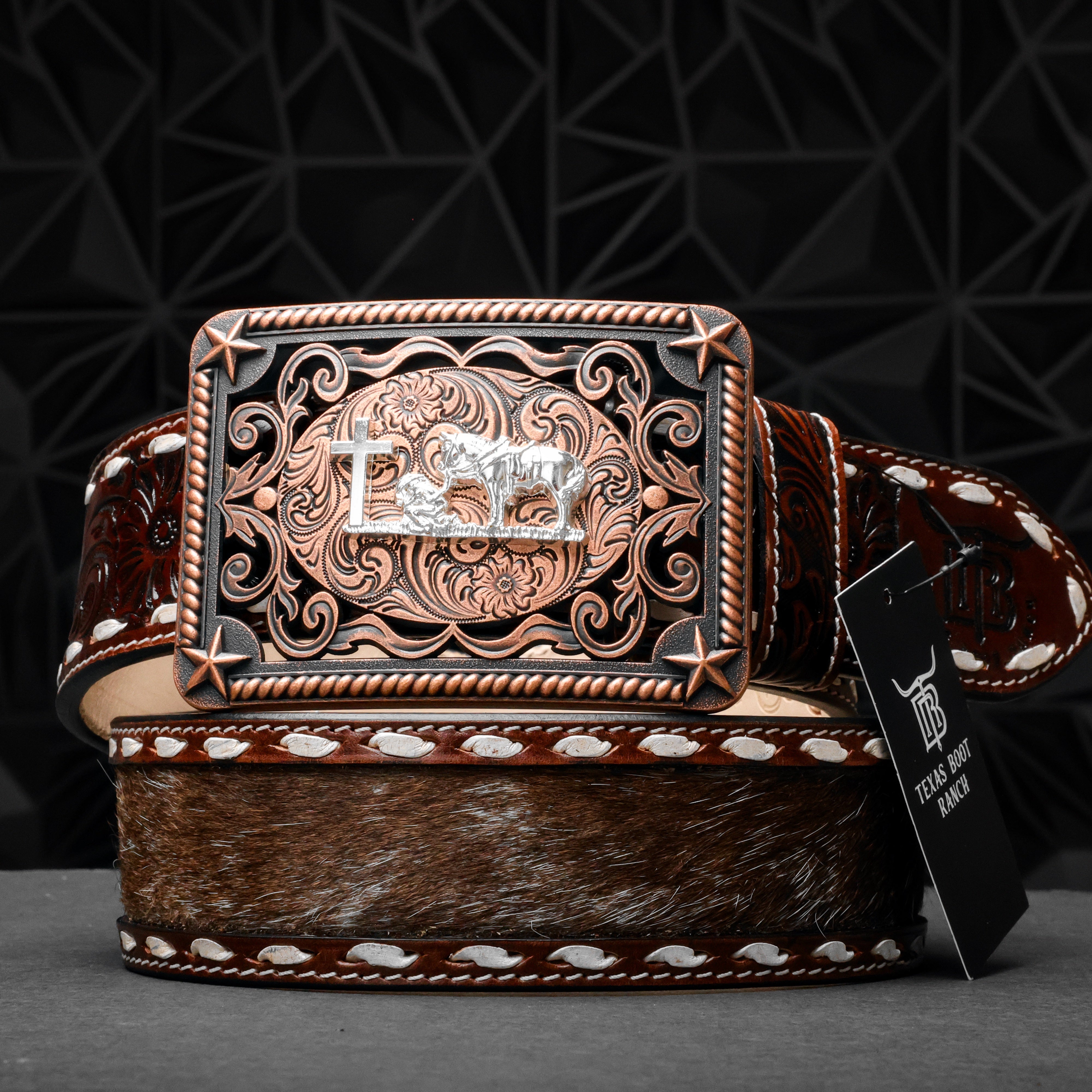 2 Inch Hand-Tooled Artesanal Genuine Cowhide Leather Belt