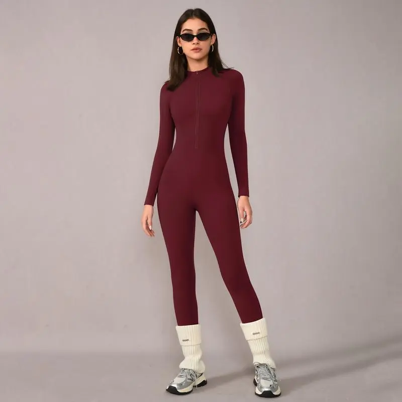 Women's All-Season Zip Sports Yoga Jumpsuit
