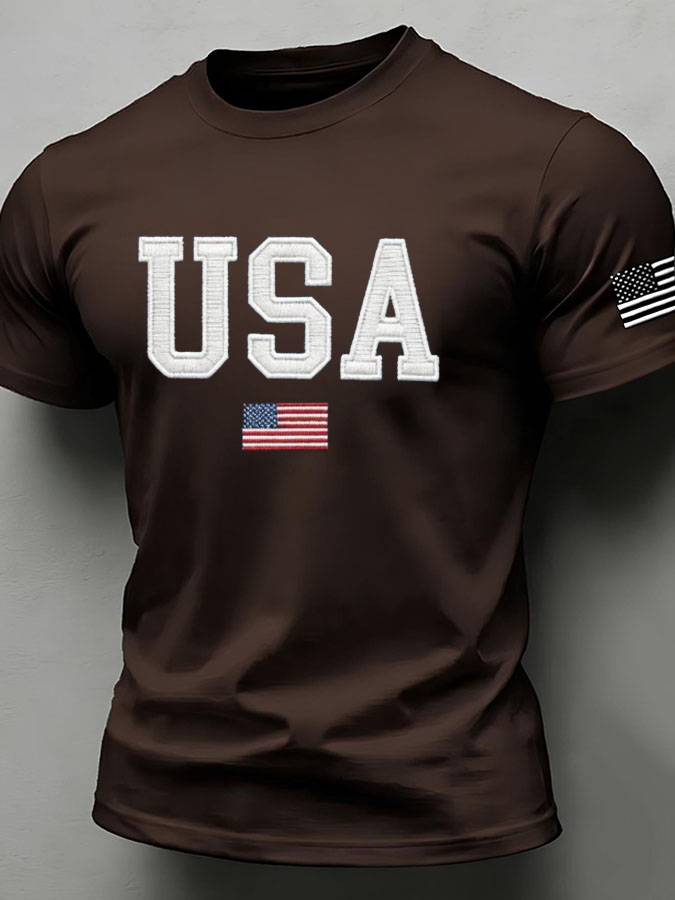 Men'S American Flag Independence Day Celebration Classic Pattern Short Sleeve T-Shirt