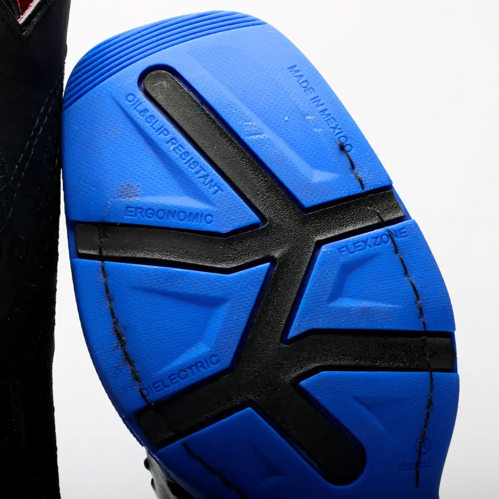 Black/Blue Ostrich Leather Boots With 3D Lightweight Sole - Composite Toe