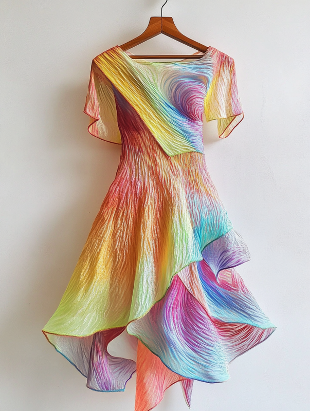 Summer Rainbow Textured Dress beee