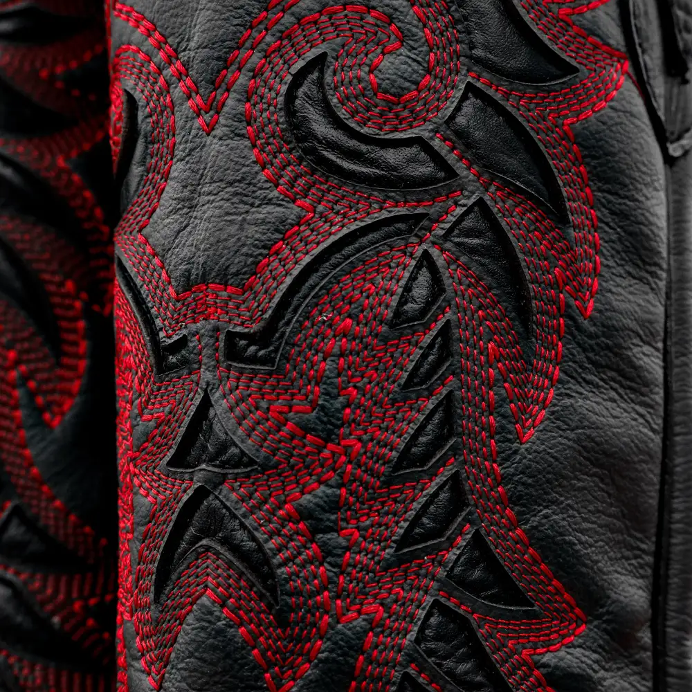 Matte Black Python Leather Boots - Square Toe