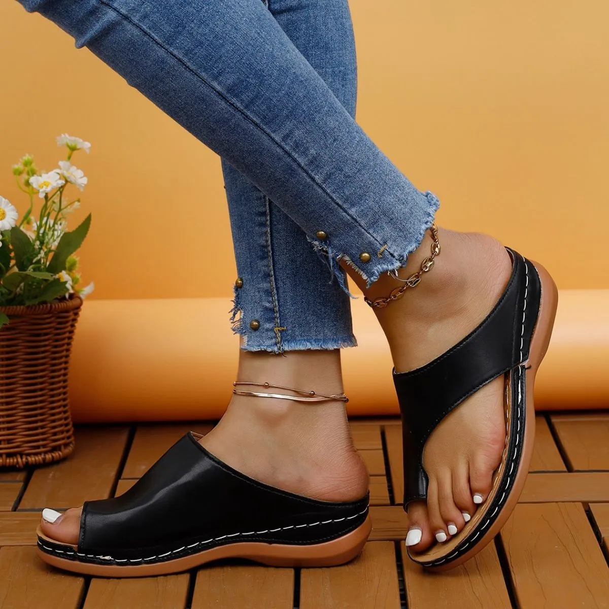 Toe Loop Flats Sandals (multiple color options)