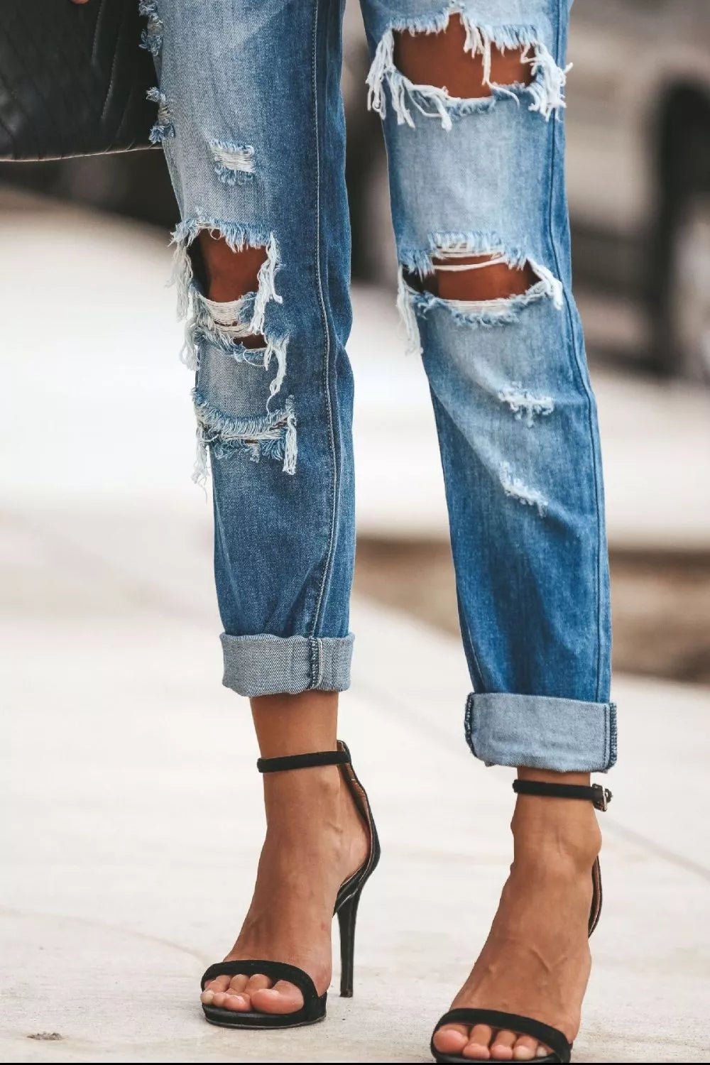 Distressed Straight Leg Jeans