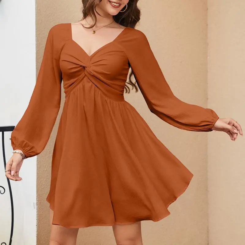 Women Sweetheart Knot Chiffon Mini Flowy Dress